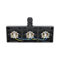 ATLAS 2K IP65 Zásuvka 3x 2P+PE 3-nás vodorovná s vývodkou M20 na povrch antracit