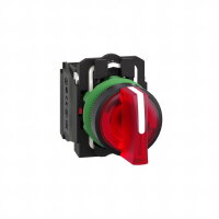 Schneider XB5AK134B5 Ovládač otočný prosvětlený s LED, 1Z+1V, 24 V, rudý