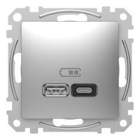 Sedna D/E Dvojitá USB A+C rychlonabíječka 3A 45W, Alu SCHNEIDER SDD113404