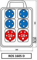 SEZ-CZ ROS 1605 D Zásuvková kombinace 2x1653+4x230v s držákem