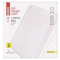 LED přisazené svítidlo TORI, čtvercové bílé 15W teplá b., IP54 EMOS ZM4123