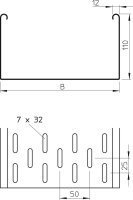 OBO MKS 140 A2 Kabelový žlab MKS děrovaný 110x400x3000 Nerez ocel