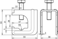 Propojovací svorka pro prům. 6-10 mm nebo pásek 30x3-4mm nebo přítlačný třmen