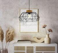 Závěsné svítidlo PADSTOW E27 černá/dřevo 1X60W IP20 EGLO 44089