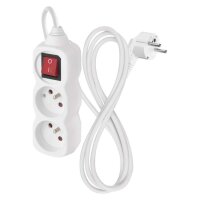 Prodlužovací kabel 1,4 m 2 zásuvky s vypínačem bílý PVC 1 mm2 EMOS P12114