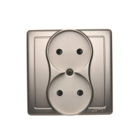 dvojitá zásuvka bez uzemnění se clonami elektrických kolejí saténová BMG2Z/29