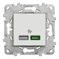 NOVÁ UNICA Dvojité rychlonabíjecí USB A+C (45W), Bílá SCHNEIDER NU501318
