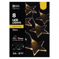 LED vánoční závěs  hvězdy, 80cm, venkovní, teplá bílá, s časovačem Emos