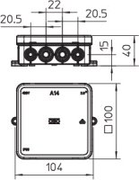 OBO A 14 HF RO Odbočné krabice bez svorkovnice 100x100x38 červená Polyetylén PE