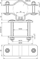 Úchyt na zábradlí pro DEHNiso-Combi pro trubku D -50mm nebo konstrukci - 50x50mm