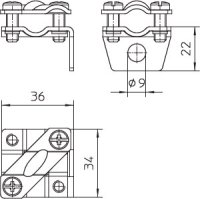 OBO 951 Uzemňovací svorka univerzální M6 Nerez ocel materiál 1.4307 A2 1.4301