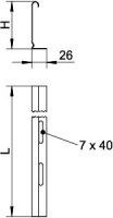 OBO TSG 45 FT SO Přepážka, 45x2995, Ocel, žárově zinkováno