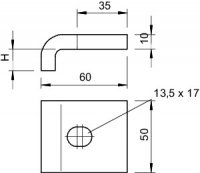 OBO KWH 5 A2 Spojovací úhelník se šr. s hák. hl. h = 5 mm 60x50 Nerez ocel