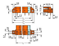 Pružinová svorkovnice THT úhlová 7,62 mm oranžová 4pól. WAGO 232-864/031-000