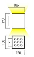 XWALL SQ. SURF. LAMP 2x20W 220-240V AC 4