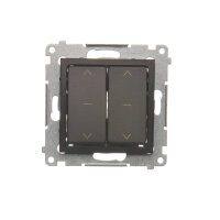 Dvojitý třípolohový žaluziový spínač (1-0-2) 10A 250V, hnědá matná metalizované