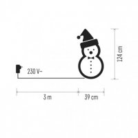 Vánoční LED sněhulák ratanový, 124cm, vnitřní, studená bílá,časovač