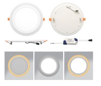 Dvojbarev. SMD kruh 20cm, 12W+4W, 4000K+2700K, IP20, 800lm ECOLITE LED-DUO-R12W