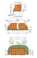 Svorka na desky plošných spojů 2,5mm2 5,08mm oranžová 3pól. WAGO 231-633/023-000