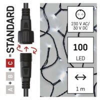 Standard LED spojovací vánoční řetěz - záclona, 1x2 m, venkovní, studená bílá