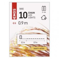 LED vánoční nano řetěz měděný, 0,9 m, 2x AA, vnitřní, teplá bílá, časovač D3AW06