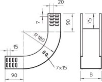 OBO RBV 620 S FS Svislý oblouk 90° stoupající 60x200 Ocel pásově zinkováno