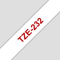 BROTHER TZe-232, bílá / červená - 1 ks (12mm, laminovaná)