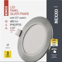 LED vestavné svítidlo NEXXO, kruhové, stříbrné, 7W, se změnou CCT EMOS ZD1223