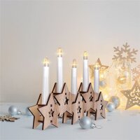 LED dřevěný svícen, 5x LED, přírodní dřevo, 2x AA SOLIGHT 1V222