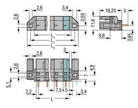 Pružinová svorkovnice THT rovná 7,5 mm šedá 3pól. WAGO 232-733/047-000