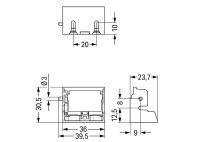 Upevňovací adaptéry, pro 10vodičové konektory, Řada 221  4 mm2, Modrá
