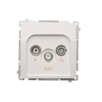 Zásuvka RTV-SAT průběžná, 1x vstup: 5-2400 MHz, bílá BMZAR-SAT10/P.01/11
