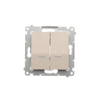 Přepínač dvojitý křížový, s orientačním LED, řazení 7 So, 10AX, 250V, krémová