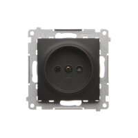 Zásuvka jednonásobná bez uzemnění se clonami elektrických kolejí černá matná