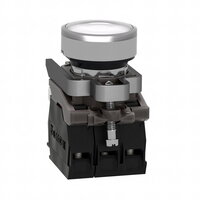 Schneider xB4BW31M5 Ovládač stiskací prosvětlený,lícující,1 Z+1V,230...240V,bílý