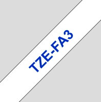 Páska BROTHER TZe-FA3, bílá/modrá (12mm, zažehlovací páska)