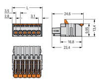 1vodičová pružinová svorkovnice, Páčka, Push-in CAGE CLAMP, Světle šedá
