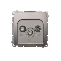 Zásuvka SAT-SAT-RTV koncová, 2x vstup: SAT: 52400 MHz, RTV: 5862 MHz Inox