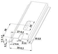 Lišta TH 35x7,5 - 1000 mm, perforovaná, pozink modrý, 5,2x25mm, cena za kus