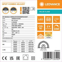 SPOT COMBO IP65/5X ADJ V 6W ML 9273040 DIM IP65/5X WT LEDVANCE 4099854736490