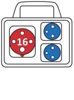 Minizásuvková rozvodnice Praktik-IP54, 1x1643, 2x230V s držákem ROSP 1630 D