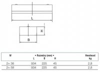 Canes LED přis./záv. montáž, 2x36W 4000K