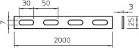 OBO SLH 42 2000 A2 Profil bočnice děrováno 25x3x2000 Nerez 1.4307 A2 1.4301