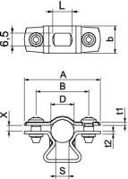 OBO ASL 733 12 FT Distanční příchytka s připojovacím závitem M6 10-12mm Ocel