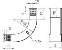 OBO RBV 610 S FS Svislý oblouk 90° stoupající 60x100 Ocel pásově zinkováno