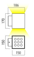 XWALL SQ. SURF. LAMP 2x20W 220-240V AC 3