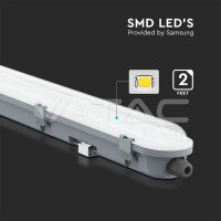 LED Waterproof Fitting M-Series 600 mm 18W 6400K Milky Cover 120 lm/W, VT-60018