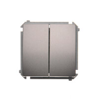 Přepínač dvojitý střídavý, s orientačním LED, řazení 6+6 So, 10AX, 250V, Inox