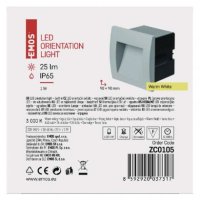 LED orientační vestavné svítidlo DIRAL 90×90, 1W teplá bílá, IP65 EMOS ZC0105