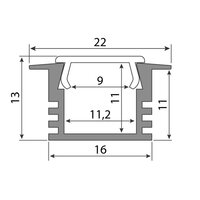 Vestavný hliníkový profil VL, 22x13 mm, mléčný difuzor, komplet, 2 m
